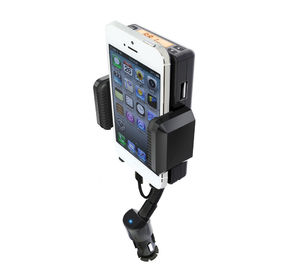 Support automatique de chargeur de voiture de col de cygne d'émetteur radioélectrique de FM de musique pour l'iPhone 3/4/5, HTC